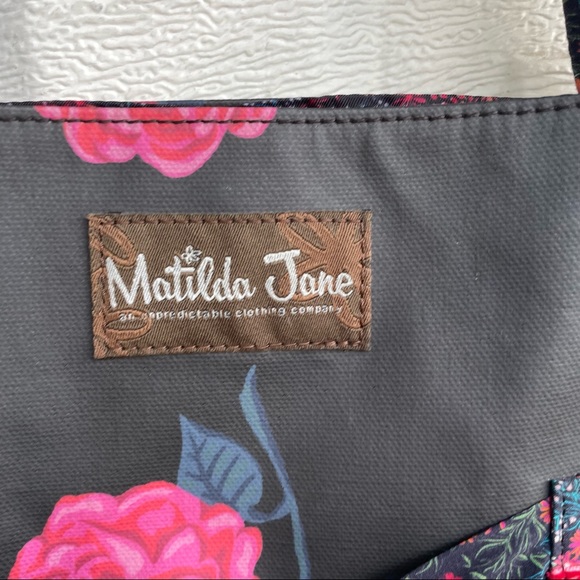 Matilda Jane Heartstrings Tote Black Pink Floral Purse - Picture 9 of 11